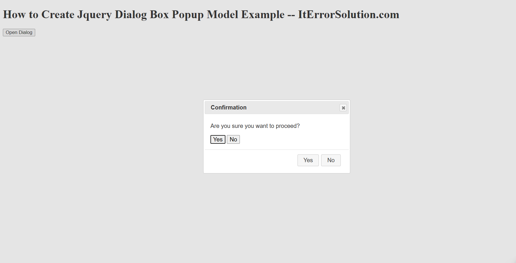 How to Create Jquery Dialog Box Popup Model Example